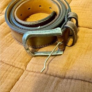 Magnanni Brown Leather Belt with Brass Buckle